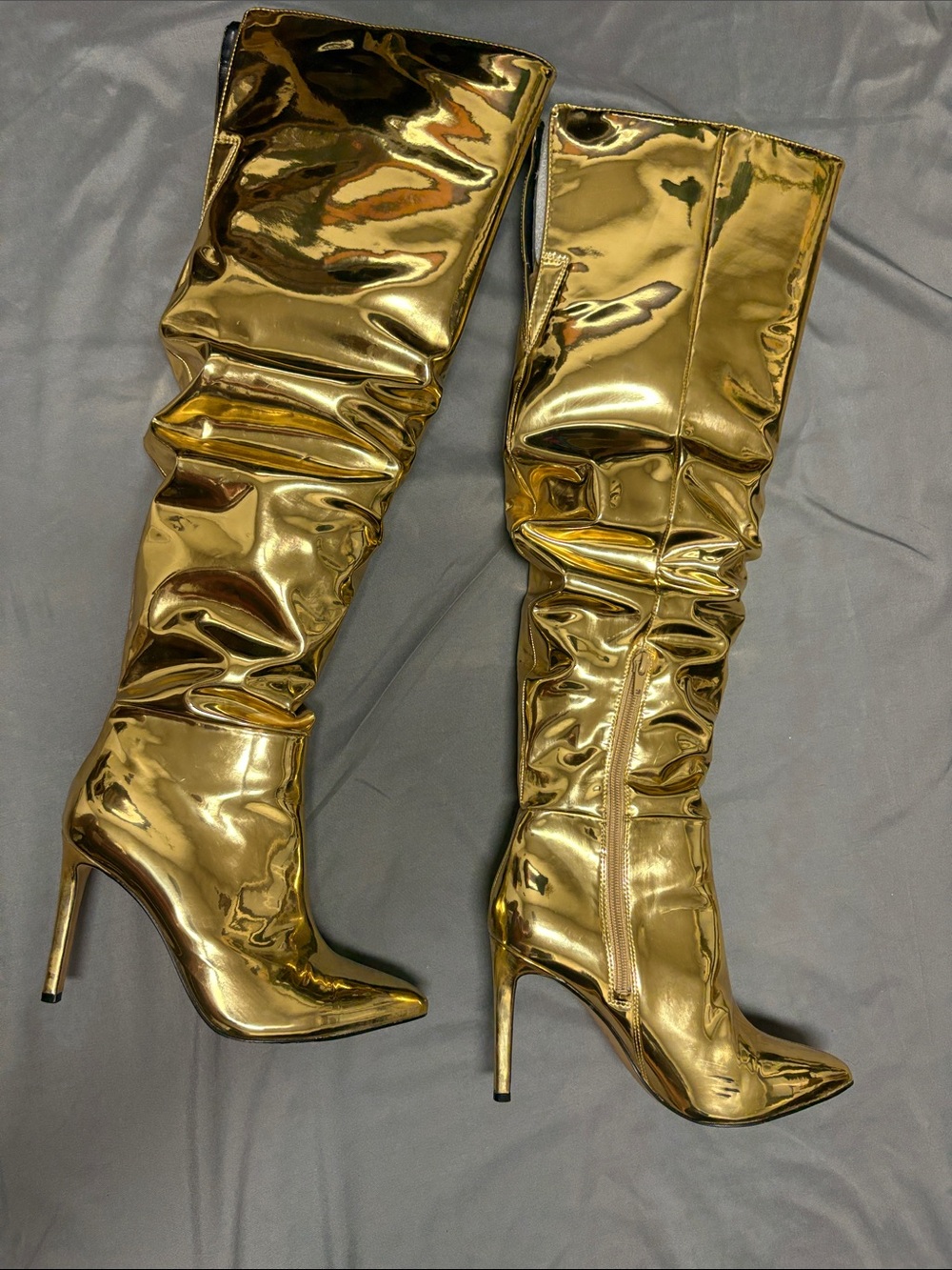 INC International Concepts Gold Metallic Over-the-Knee Stiletto Boots
